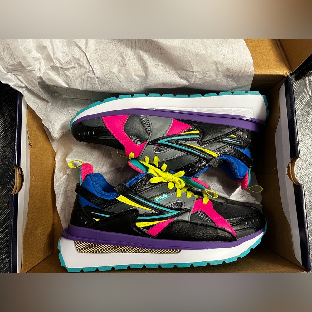 Fila “Sandenal” Neon Pink/Blue/Yellow Sneakers Size 8 NIB